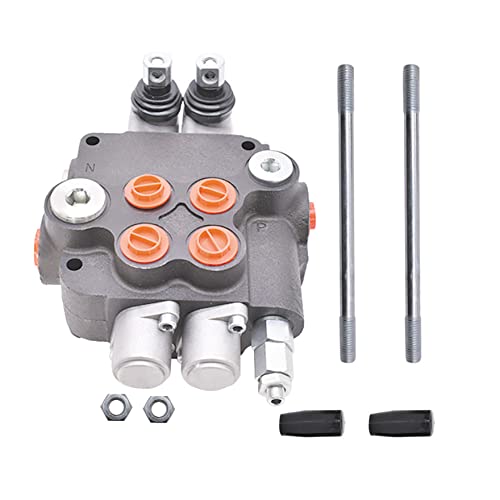 waltyotur Hydraulic Directional Control Valve, 2 Spool 21 GPM, Cast Iron Body, SAE Ports, 3600 PSI Double Acting Valve for Small Tractors, Log Splitters
