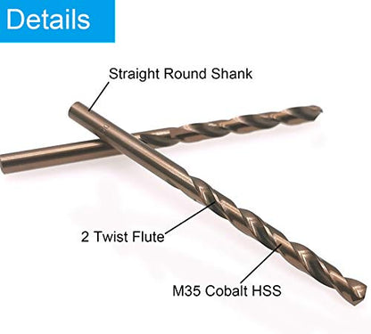 10 Pcs 1.5mm M35 Cobalt Drill Bits, Jobber bits for Steel & Metal - size: 1.5mm