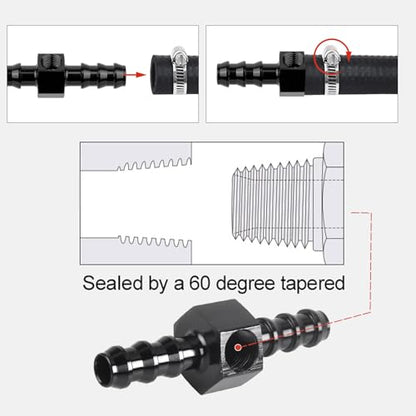Universal 0-15psi Fuel Pressure Gauge 1/8" NPT Oil Press Gauge with 3/8" Barb Inline Fuel Pressure Gauge Fitting Adapter - size: 0-15Psi
