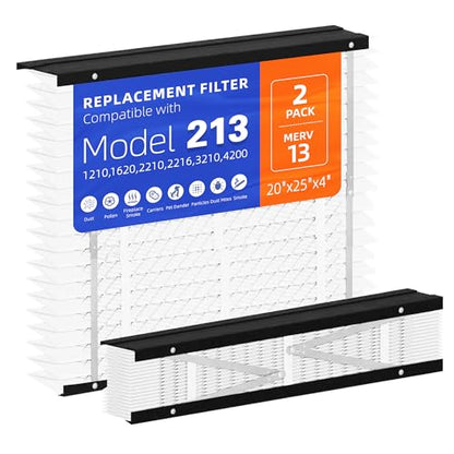2 Pack 213 Replacement Filter,MERV 13,Compatible with AprilAire 213 Whole House Air Purifiers Models,1210,1620,2210,2216,3210,4200,HVAC Furnace Filter Replacement,20x25x4 Air Filter