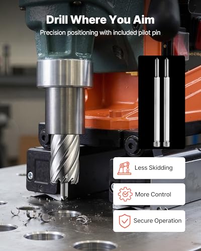 VEVOR Annular Cutter Set, 13 pcs Universal Shank Mag Drill Bits Kit, 2" Cutting Depth, 7/16" to 1-1/16" Cutting Diameter, HSS, 11 Drill Bits with 2 Pilot Pins, Plastic Case, for Magnetic Drills, Steel - size: 7/16" - 1-1/16" * 2"(Universal)