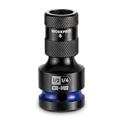 WORKPRO 1/2" Square Drive to 1/4" Hex Quick Release Socket Adapter, CR-MO - size: 1/2 inch