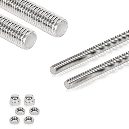 2 Pcs 304 Stainless Steel M8 Threaded Rod,10"(255mm) - size: M8x255mm