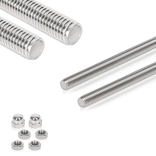 2 Pcs 304 Stainless Steel M12 Threaded Rod,12"(305mm) - size: M12x305mm