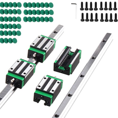 Linear Guide Rail 2 X HGR 15-1200mm Linear Slide Rail + 4 X Bearing Blocks Linear Guideway Rail for DIY CNC Routers Lathes Mills - size: 1200mm, style: Linear Rail HGR15 with Green Bearings