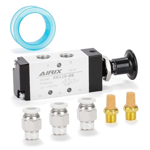 1/8" NPT Manual Control Valve 4R110-06, 5-Port 2-Position Hand Valve - size: 1/8'' NPT, style: 5 Way 2 Position