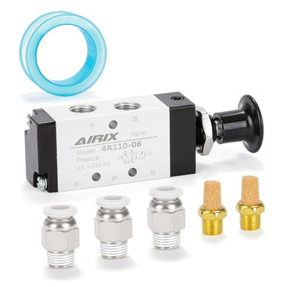 1/8" NPT Manual Control Valve 4R110-06, 5-Port 2-Position Hand Valve - size: 1/8'' NPT, style: 5 Way 2 Position