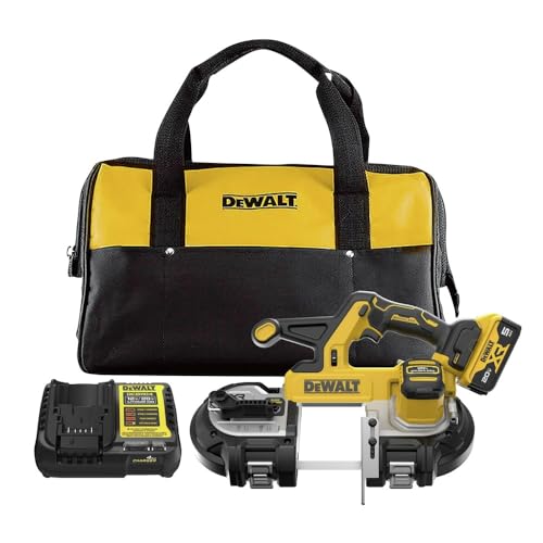 DEWALT 20V MAX XR Bandsaw, Brushless Motor, Portable and Cordless, 3-3/8 Inch Cut Capacity, 5Ah Battery and Charger Included (DCS378P1) - style: Kit with Battery