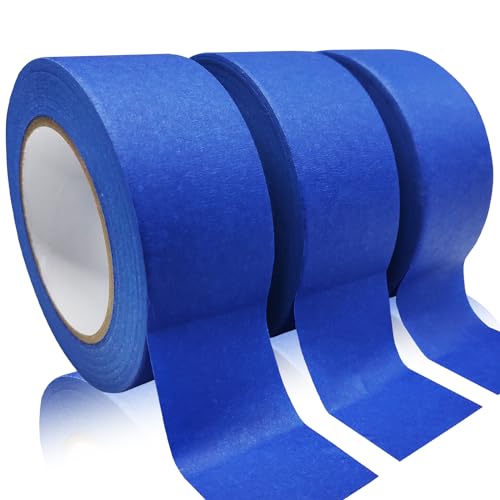 Premium Blue Painters Tape, 1.88in x 60.1yd x 3 Roll Paint Tape for Masking - size: 3rolls, 1.88in x 60.1yds, Blue