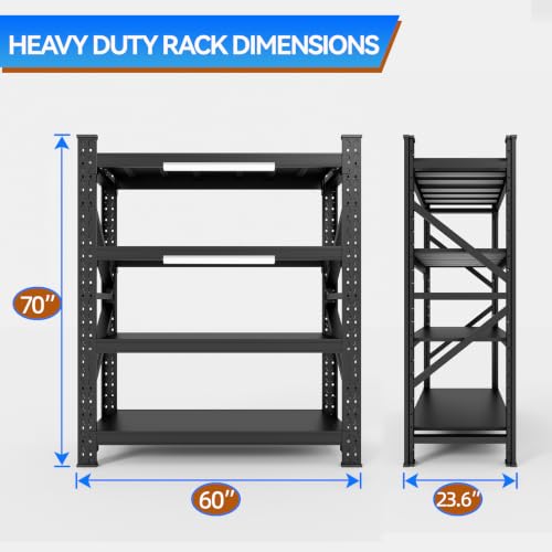 Heavy Duty 4-Tier Metal Garage Storage Shelving Unit - size: 69.6"H * 59.8"W * 23.6"D