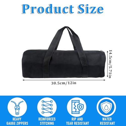 12 Inch Canvas Tool Pouch Small Tool Bag for Men Wide Mouth Tool Storage Bag Large Capacity Tool Tote Handbag Power Tool Organizer for Electricians Mechanic Storage Wrenches Pliers Black (Pack of 2) - size: 12 inch (Pack of 2)