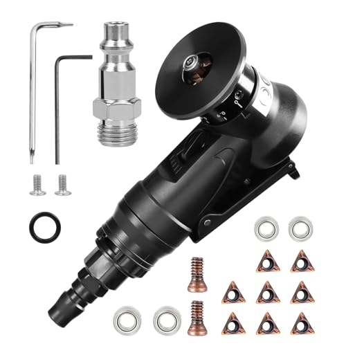 Pneumatic Chamfering Tool Handheld, Mini Air-Powered Chamfering Machine Trimming, 45° Arc Corner with 1/4 Inch Air Inlet for Metal Wood Beveling Deburring (C Angle Blades) - color: C Angle Blades