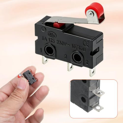 10 Pcs Micro Limit Switch 250VAC 5A SPDT 1NO 1NC with Hinge Roller