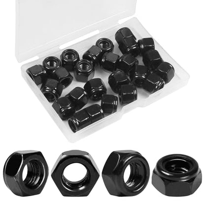 25Pcs 3/8"-16 Nylon Insert Hex Lock Nuts Self-Locking Nut - size: 3/8"-16; 25pcs
