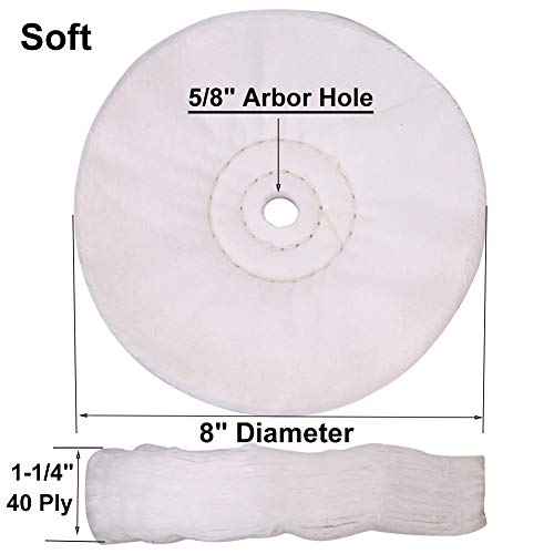 SCOTTCHEN Buffing polishing Wheels Soft Flannel 8 inch (40 Ply) for Bench Grinder Buffer with 5/8" Arbor Hole - 2 Pack - color: Soft 2pcs, size: 8 inch