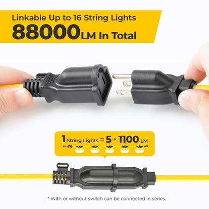 3Prong 50FT 50W LED String Lights, Temporary Construction Lighting - size: 50FT-3Prong