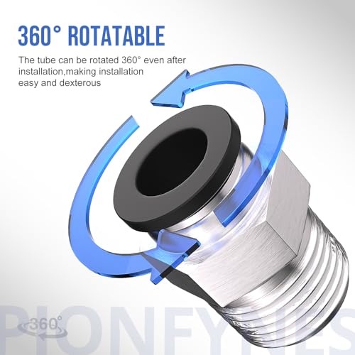 10PCS Push to Connect Fittings 1/2 Inch Tube OD x 1/2 Inch NPT Thread Pneumatic Male Straight Connector Air Fittings - size: 1/2"OD x 1/2"NPT 10PCS