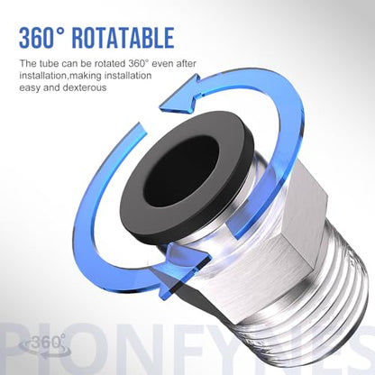 10PCS Push to Connect Fittings 3/8 Inch Tube OD x 3/8 Inch NPT Thread Pneumatic Male Straight Connector Air Fittings - size: 3/8"OD x 3/8"NPT 10PCS
