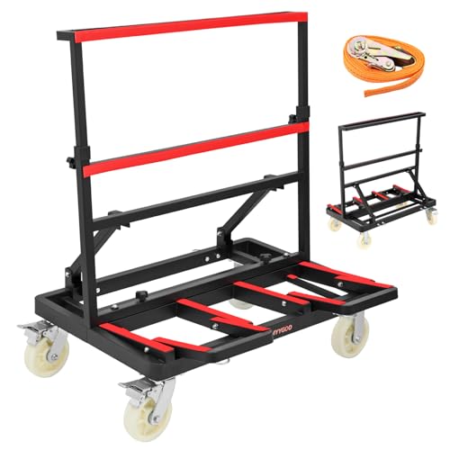 Drywall Cart, 2400 LBS Capacity, Folding Panel Dolly with 6" Wheels - size: With Handle