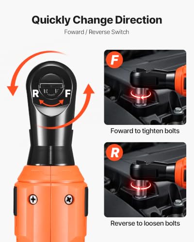 VEVOR Cordless Ratchet Wrench, 3/8 inch Drive, 230 RPM, up to 88 ft-lbs of Torque, Battery Powered Electric Ratchet Wrench Set with Two 2.0Ah Batteries, Charger, Sockets, Adaptors and Cloth Bag - size: 14.56 in, style: Standard