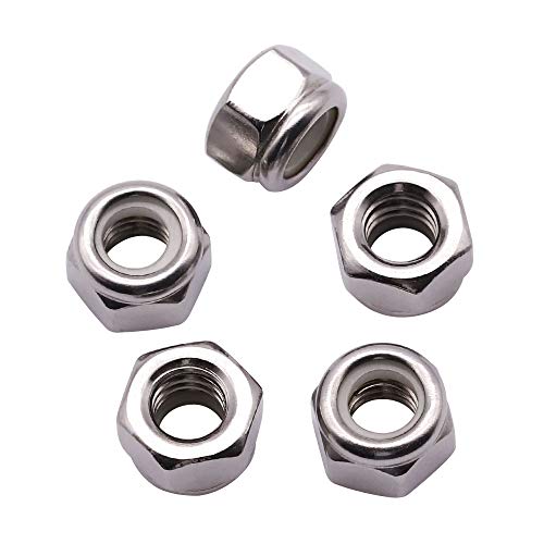UNC 3/8"-16 inch Nylon Insert Hex Lock Nuts (20 Pack), 304 Stainless Steel (18-8), Hex Lock Nuts with Nylon Ring, Corrosion-Resistant, for Automotive, Machinery DIY Projects - size: 3/8"-16