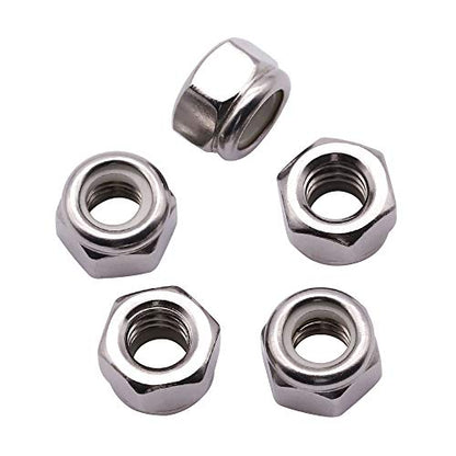 UNC 5/16"-18 inch Nylon Insert Hex Lock Nuts (20 Pack), 304 Stainless Steel (18-8), Hex Lock Nuts with Nylon Ring, Corrosion-Resistant, for Automotive, Machinery DIY Projects - size: 5/16"-18
