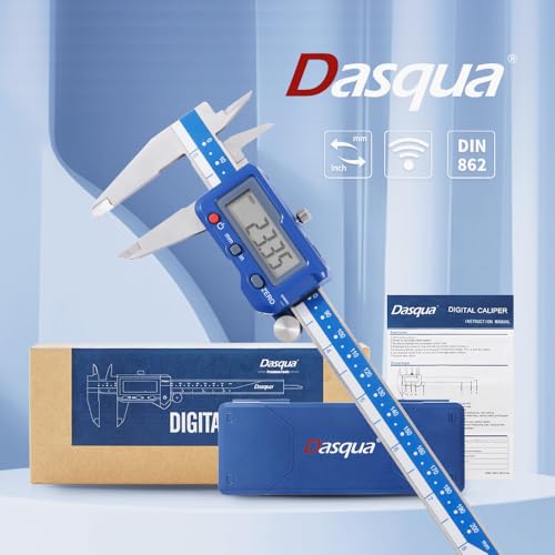 Dasqua 8”/200mm Digital Caliper, Stainless Steel Precision Measuring Tool with Advanced Dual Chip, Large LCD, Resolution 0.0005”/0.01mm, Accuracy ±0.001”/0.02mm - size: 0-8"