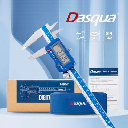 Dasqua 8”/200mm Digital Caliper, Stainless Steel Precision Measuring Tool with Advanced Dual Chip, Large LCD, Resolution 0.0005”/0.01mm, Accuracy ±0.001”/0.02mm - size: 0-8"