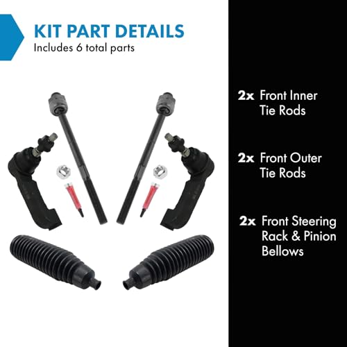 TRQ Front Driver & Passenger Side Inner & Outer Steering Kit Steering Rack - style: PSA32076