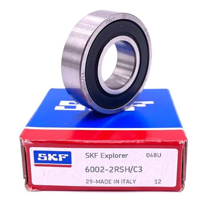 SKF Italy 6002 2RSH C3 Deep Groove Ball Bearing, Rubber Sealed, 6002 2RS DDU LLU C3 15x32x9 mm