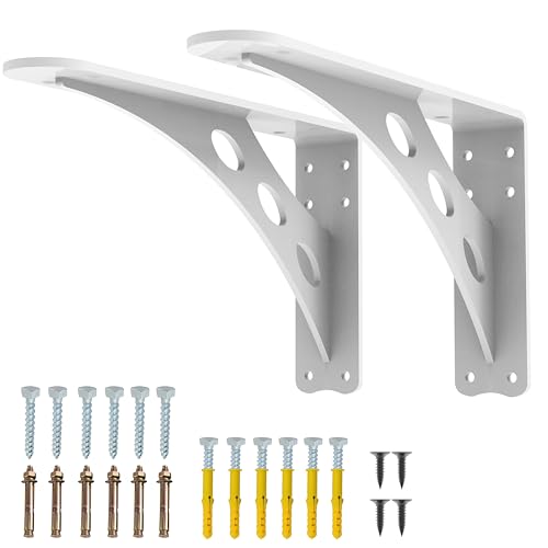 12 x 7 in White Heavy Duty Floating Shelf Brackets, Holds 1000lb - color: White Max Load 1000 Lbs, size: 12IN×7IN
