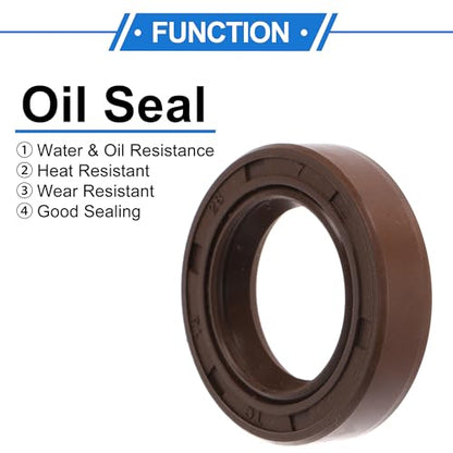 Universal Oil Seal TC Double Lip W Steel Spring Seal Ring Rotary Shaft Seal 18x28x7mm High Pressure FKM Rubber Brown 2 Pcs - size: 18x28x7mm