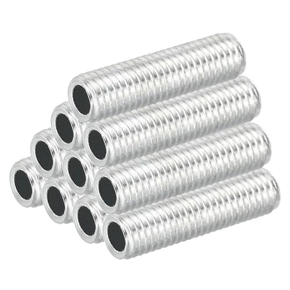 PATIKIL M8 Thread Carbon Steel Lamp Pipe, 10 Set 30 mm/1.18" Hollow Tube Thread Adapter Fasteners Hardware for Lamp Lights Chandelier Ceiling Light DIY, White Zinc Plating - size: M8x30mm