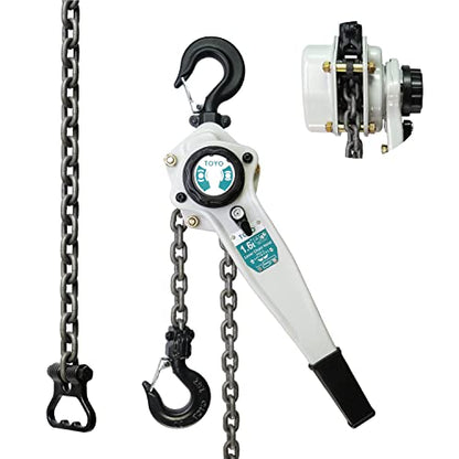TOYO Lever Chain Hoist 3500Lbs 10ft,Chain Come Along 1.6T 10Ft Ratchet Chain Puller Hoist Alloy Steel G80 Chain 2 Heavy Duty Hooks for Building Warehouse Automotive Garages Machinery (3500LB 10FT) - size: 3500Lb 10Ft