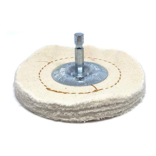 Benchmark Abrasives 4" Cotton Cushion Sewn Buffing Polishing Wheel for Bench Grinder with 1/4" Mandrel, for Polishing Finishing Smoothing on Aluminum, Stainless Steel (Cotton Cushion)