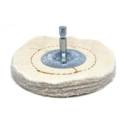 Benchmark Abrasives 4" Cotton Cushion Sewn Buffing Polishing Wheel for Bench Grinder with 1/4" Mandrel, for Polishing Finishing Smoothing on Aluminum, Stainless Steel (Cotton Cushion)