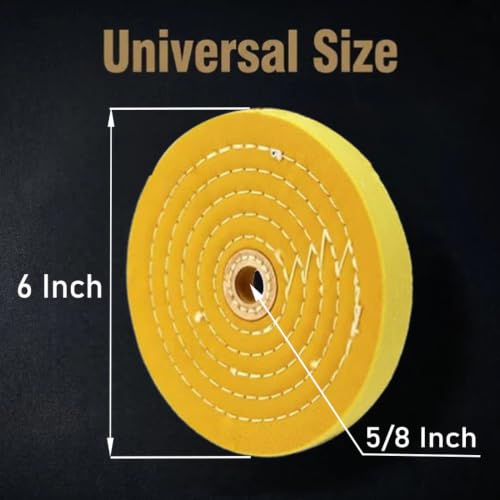 2 Pcs 6" Extra Thick Cotton Buffing Wheel, 5/8" Arbor Hole - style: 6 In Buffing Wheel(2 Pcs Yellow)