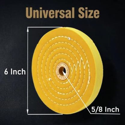 2 Pcs 6" Extra Thick Cotton Buffing Wheel, 5/8" Arbor Hole - style: 6 In Buffing Wheel(2 Pcs Yellow)