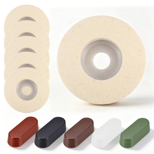 11 Packs 4.5" x 7/8" Round Wool Felt Polishing Disc Kit for Angle Grinder - style: 5Packs Wool Felt Polishing Disc + 6 Packs Compounds
