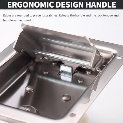 Truck Tool Box Lock Replacement kit, 2PCS Stainless Steel Paddle Latch Truck Bed Toolbox Handle, Trailer Door, RV, Camper, ATV, UTV, 5.85" L x 4.25" W with Keys - color: Silver, size: 2PC (5.5"L x 4.3"W x 1.6"H)