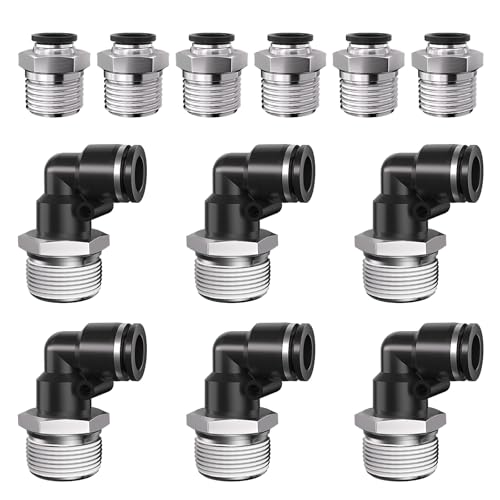 1/2 Push to Connect Fittings npt Thread to 1/4 Air Line quick - size: 1/4"OD x 1/2"NPT