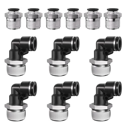 1/2 Push to Connect Fittings npt Thread to 1/4 Air Line quick - size: 1/4"OD x 1/2"NPT