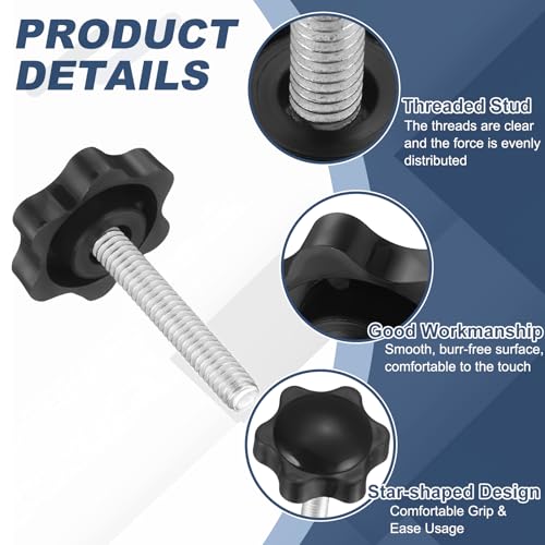 uxcell 5Pcs 1/4"-20 Star Knobs 1.5" Threaded Stud Male Clamping Knob - size: 1/4"-20, 1.5"