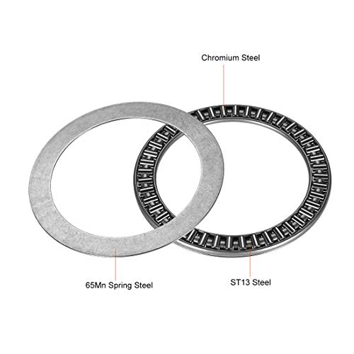 uxcell AXK80105 Needle Roller Thrust Bearings with 2 Washers, 80mm Inner Diameter, 105mm OD 4mm Width Chrome Steel - size: 80x105x4mm