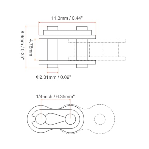uxcell 6Pcs #25 Chain Master Connector Link Roller, 1/4" Pitch Carbon Steel, Standard Connecting Split Links for 04C Chain - size: #25