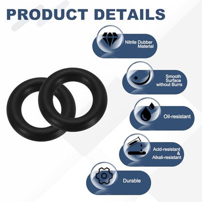 uxcell 200Pcs AS-008 O-Rings, Nitrile Rubber O-Rings 3/16" ID, 5/16" OD, 1/16" Width Round Sealing Gasket for Automotive Machine Plumbing Sealing Repair (70 Durometer, Black) - size: 3/16" ID, 5/16" OD, 1/16" Width