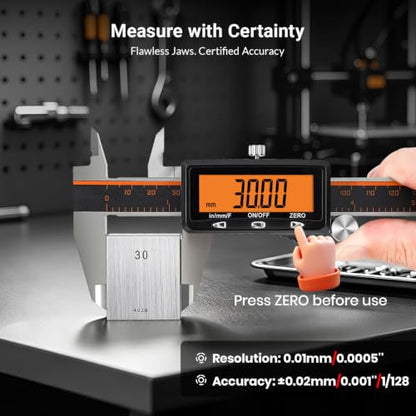 HARDELL Upgraded Digital Caliper, USB-C Calipers, Orange LCD, NonBacklit 6"