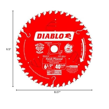 Diablo Finish Trim Saw Blade - 6-1/2" Dia., 40-ATB Teeth, 5/8" Arbor - size: 5/8" Arbor x 6-1/2" Dia