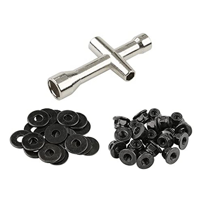 20 Pairs Hex 4mm Flange Nylon Insert Locknuts, Black - color: Black