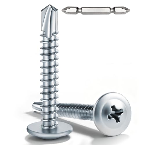 200 PCS #8 x 1-1/4" Sheet Metal Screws, Phillips Modified Truss Head Self Drilling Screws, Zinc-Plated, Self Tapping Screws for Metal, Wood, Plastic, Double-Ended Bit Included - color: Zinc, size: #8 x 1-1/4"